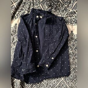 Navy button down